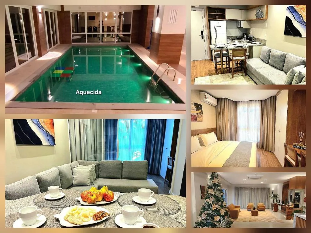 Flat Premium com Lareira e Piscina aquecida, Canela, na 77 Rua Minas Gerais em Canela/RS